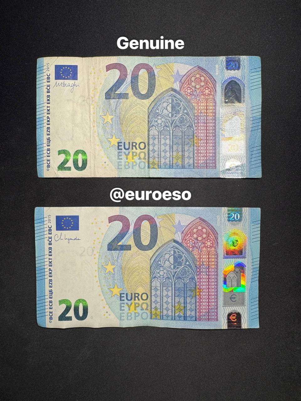 20€ Genuine vs EUROESO front